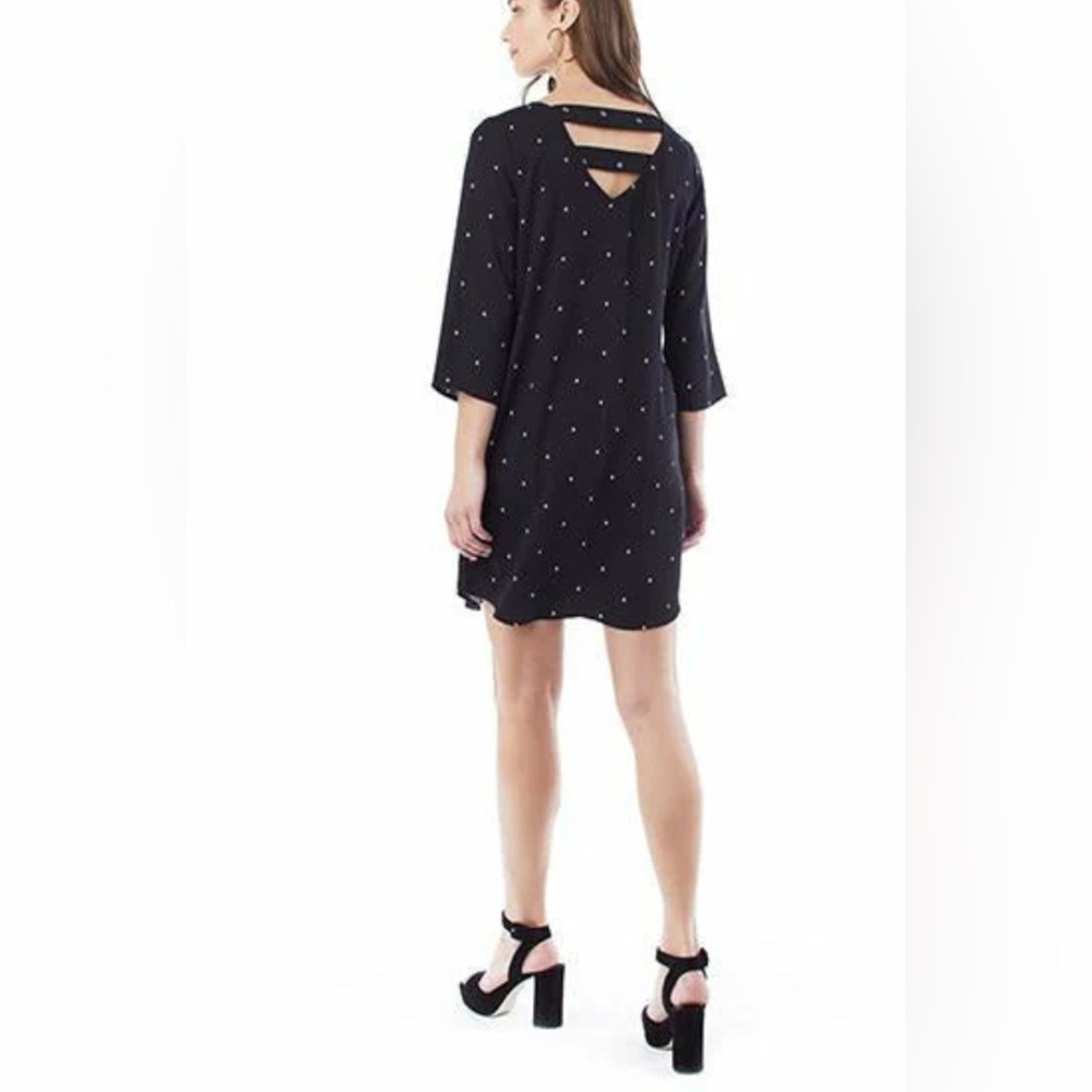 NWT! Loyal Hana Maternity Nursing 3/4 Sleeve Shift Dress Black+ White Birds